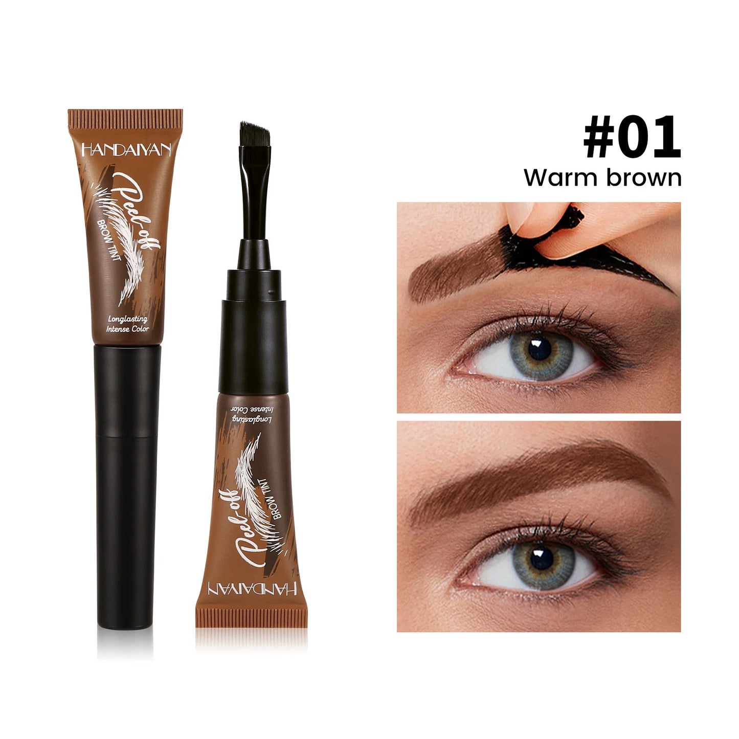 5-Color Brush Head Peel-Off Eyebrow Tint Waterproof, Long-Lasting, and Smudge-Proof Peel-Off Eyebrow Tint