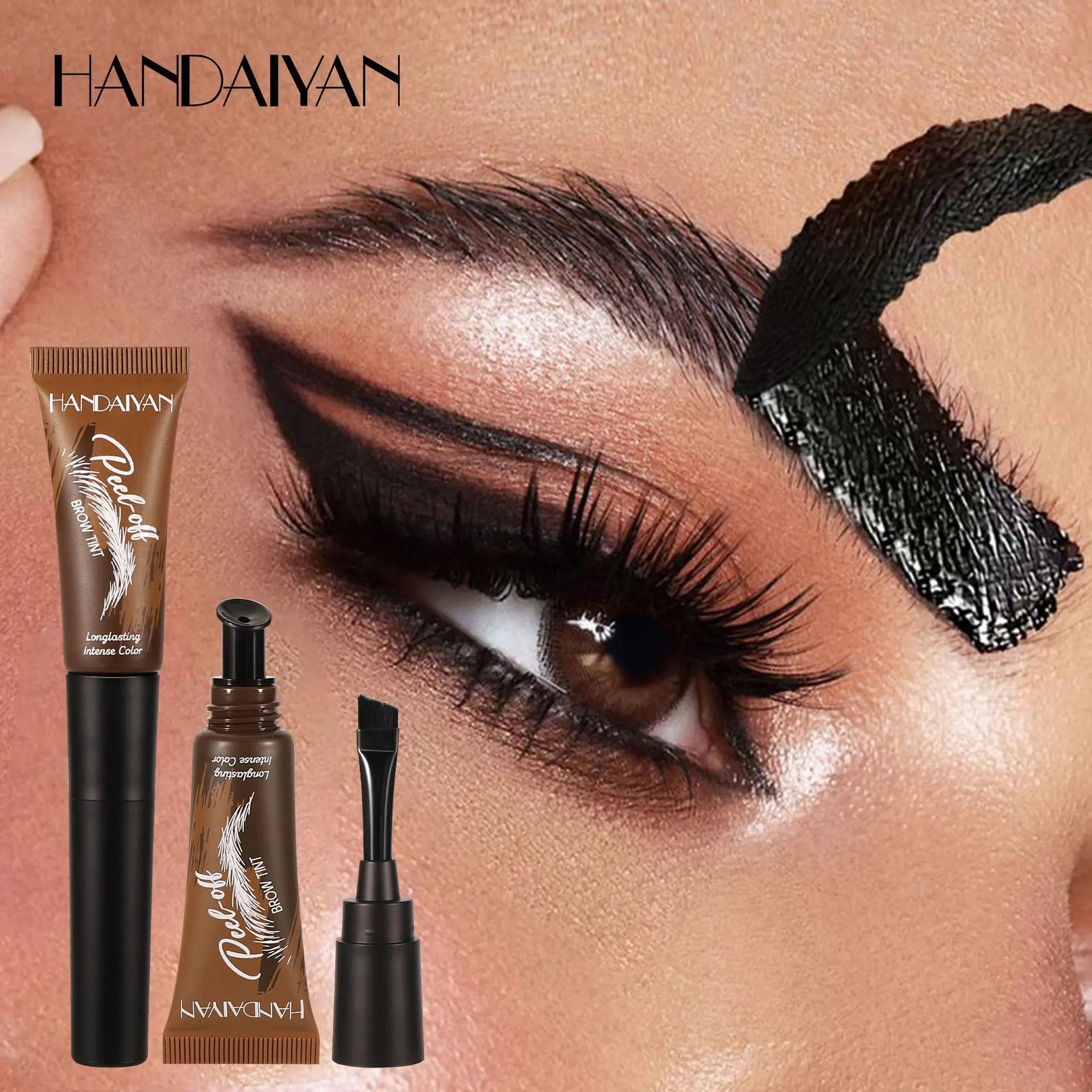 5-Color Brush Head Peel-Off Eyebrow Tint Waterproof, Long-Lasting, and Smudge-Proof Peel-Off Eyebrow Tint