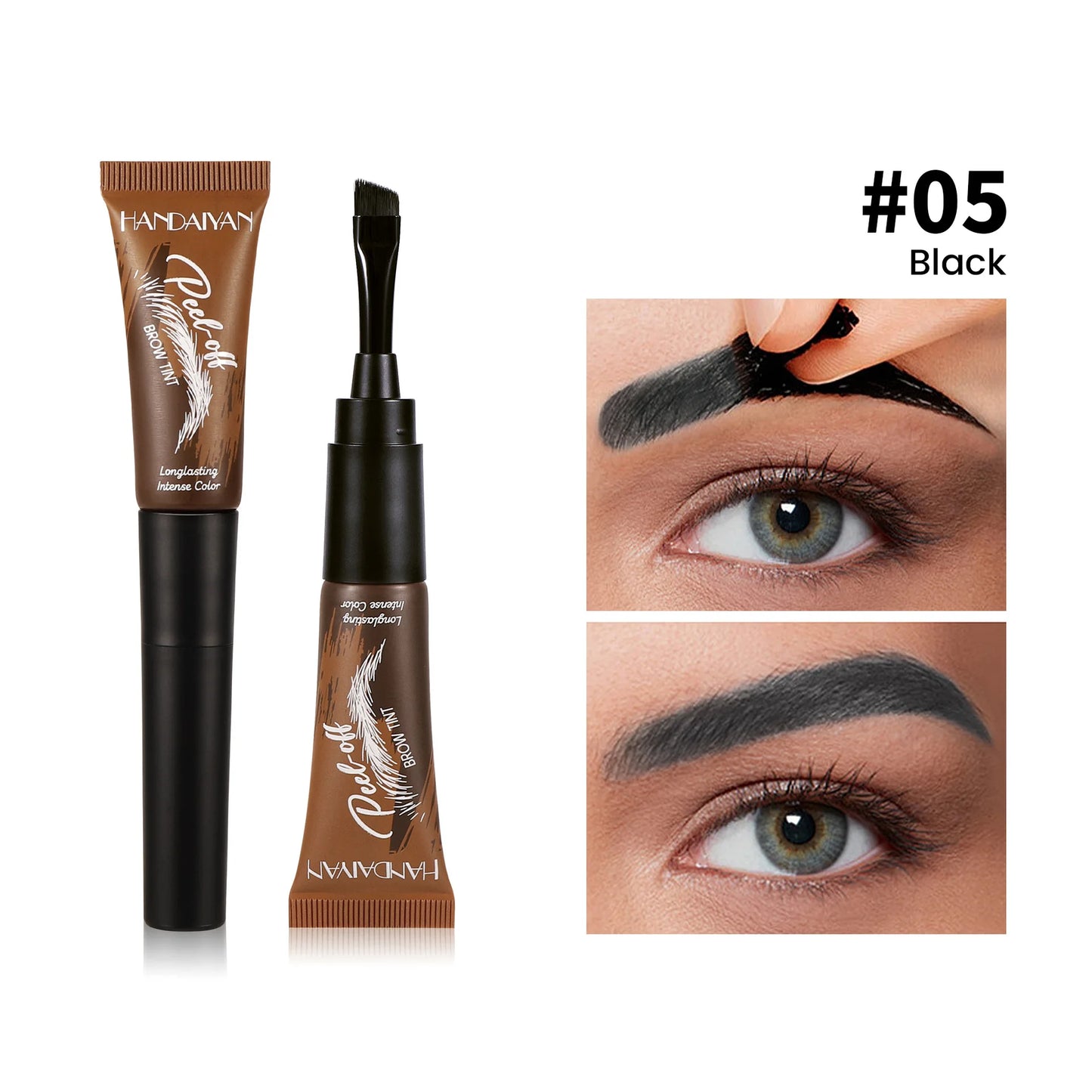 5-Color Brush Head Peel-Off Eyebrow Tint Waterproof, Long-Lasting, and Smudge-Proof Peel-Off Eyebrow Tint