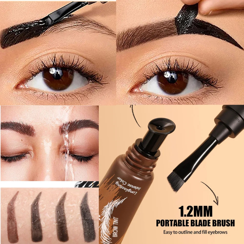 5-Color Brush Head Peel-Off Eyebrow Tint Waterproof, Long-Lasting, and Smudge-Proof Peel-Off Eyebrow Tint